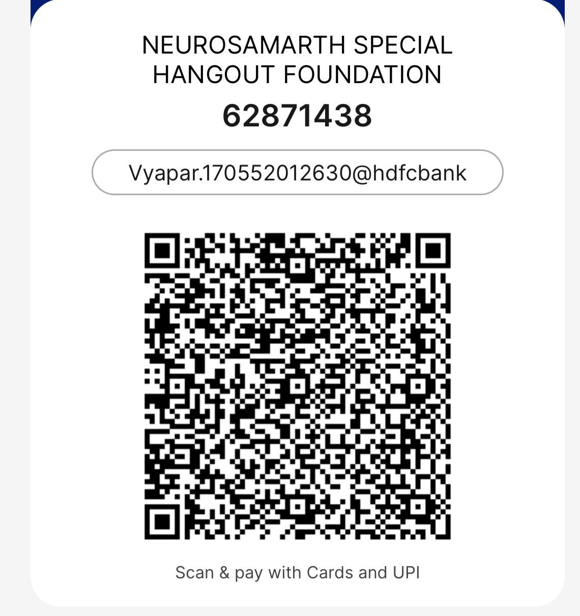 UPI QR code for Special Hangout donations